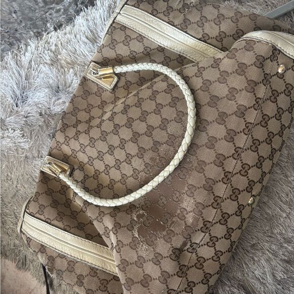 GUCCI handbag Gg logo canvas Bella tote bag Bamboo shoulder dress classic purse - Picture 7 of 15